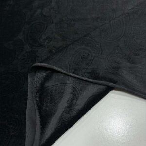 Kendinden Desenli İpek Kadife Kumaş Siyah