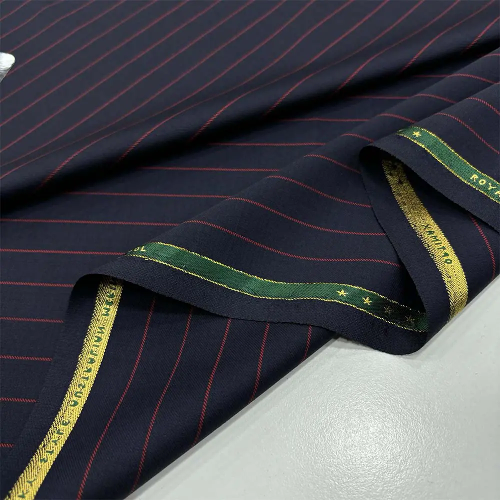 Çizgili İthal Kumaş Lacivert