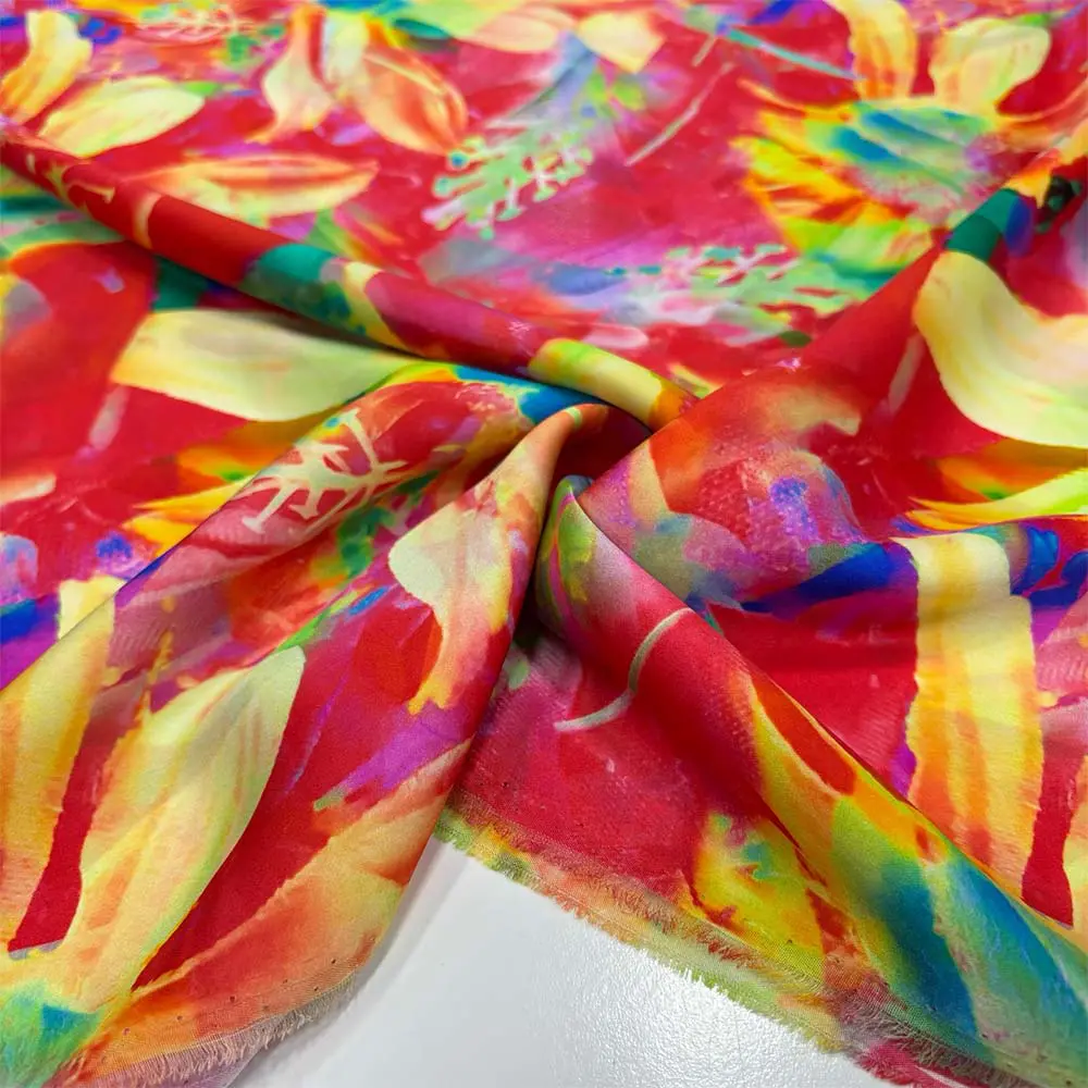 Desenli %100 İpek Saten Kumaş