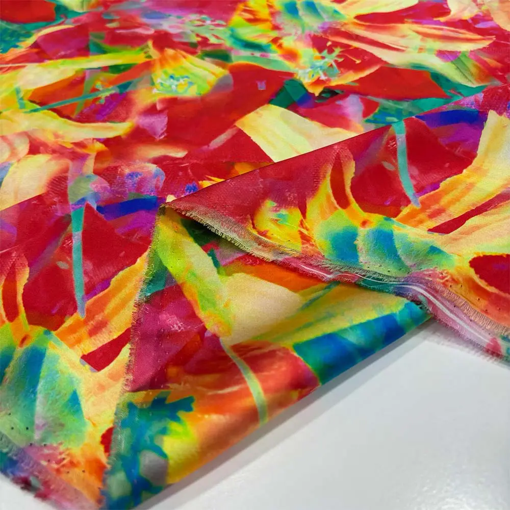 Desenli %100 İpek Saten Kumaş