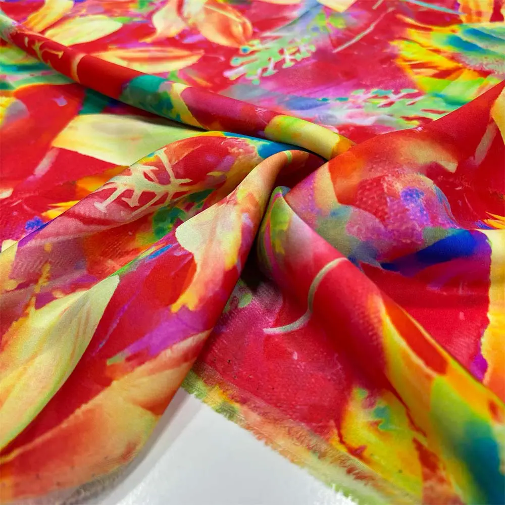 Desenli %100 İpek Saten Kumaş