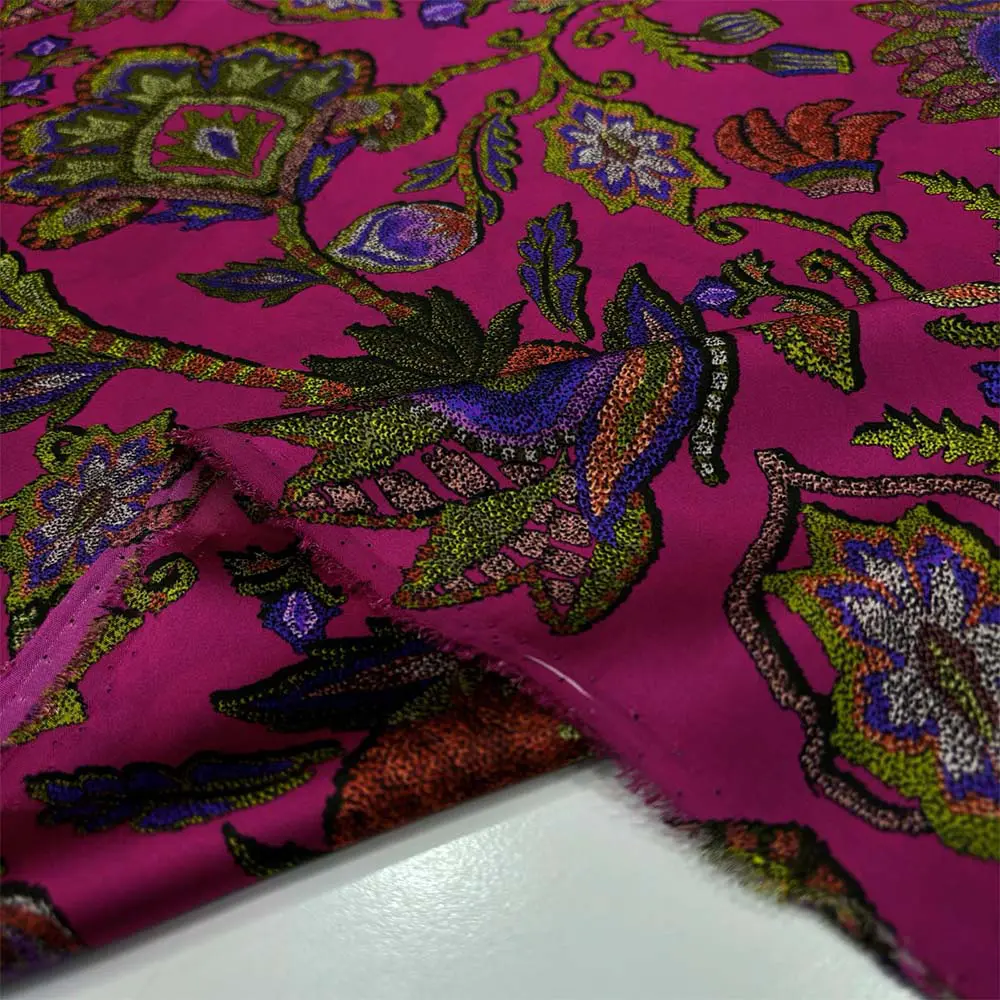 Desenli %100 İpek Saten Kumaş