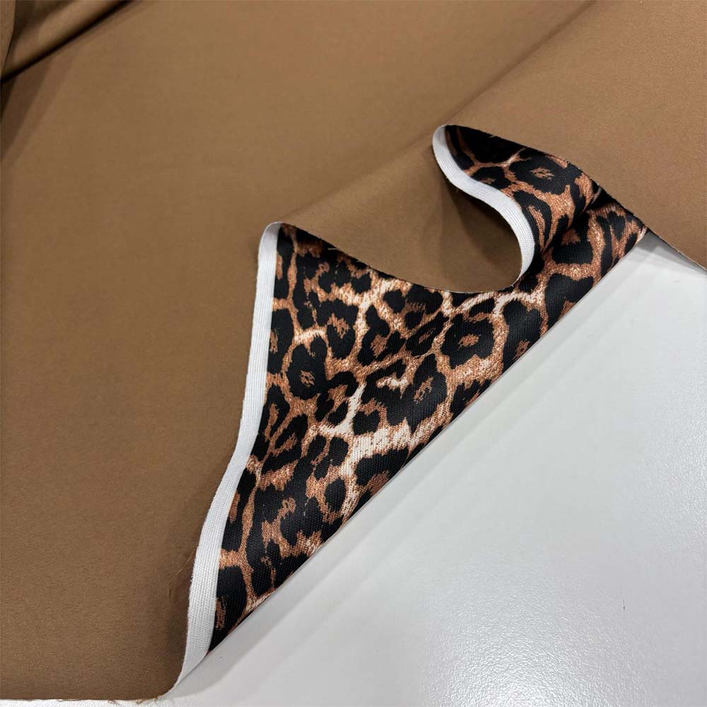 Leopar Astarlı Yağmurluk Kumaş Camel