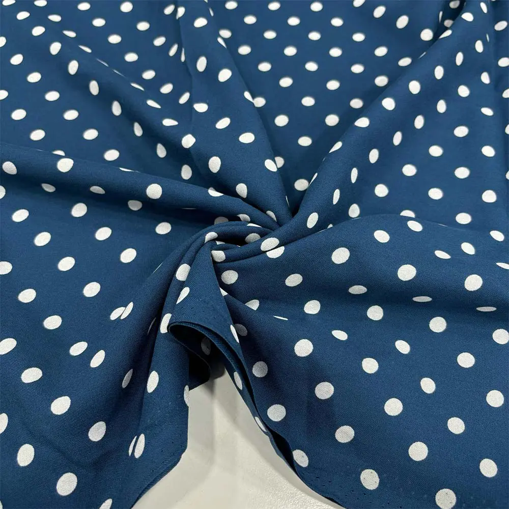 Puantiyeli Viskon Kumaş Petrol Mavisi