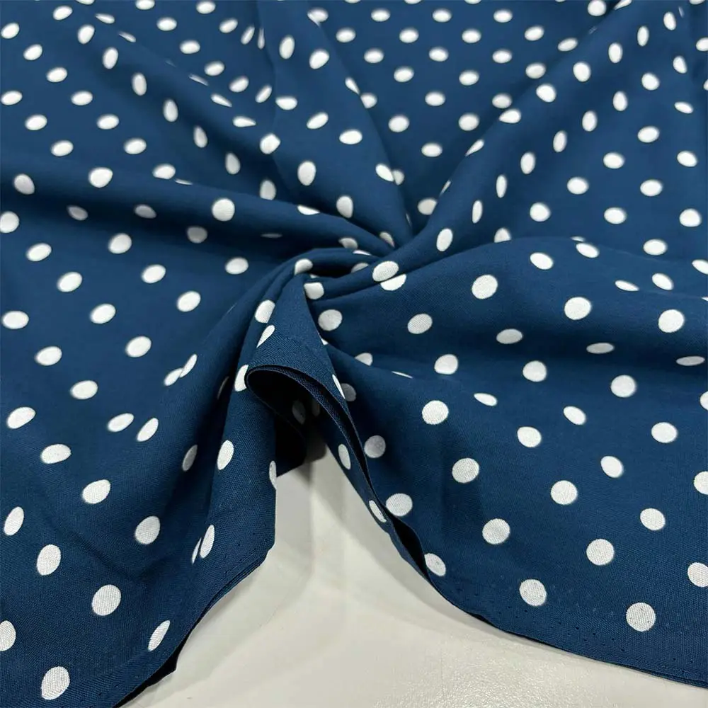 Puantiyeli Viskon Kumaş Petrol Mavisi