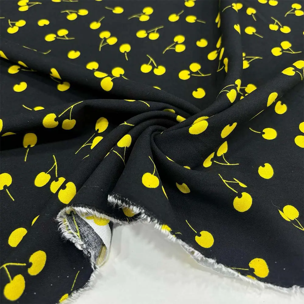 Kiraz Desenli Viskon Kumaş Kiraz Desenli Viskon Kumaş