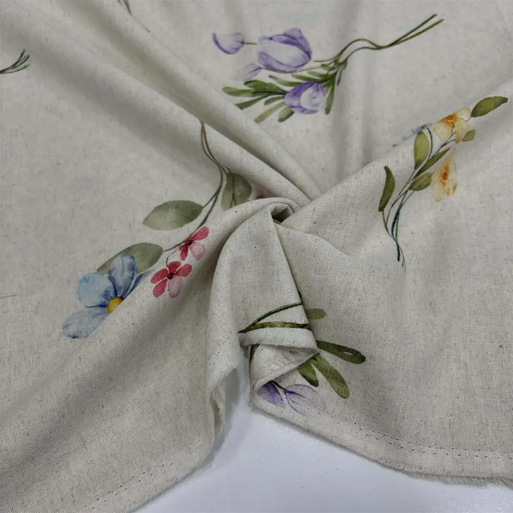 Desenli Ham Keten Kumaş