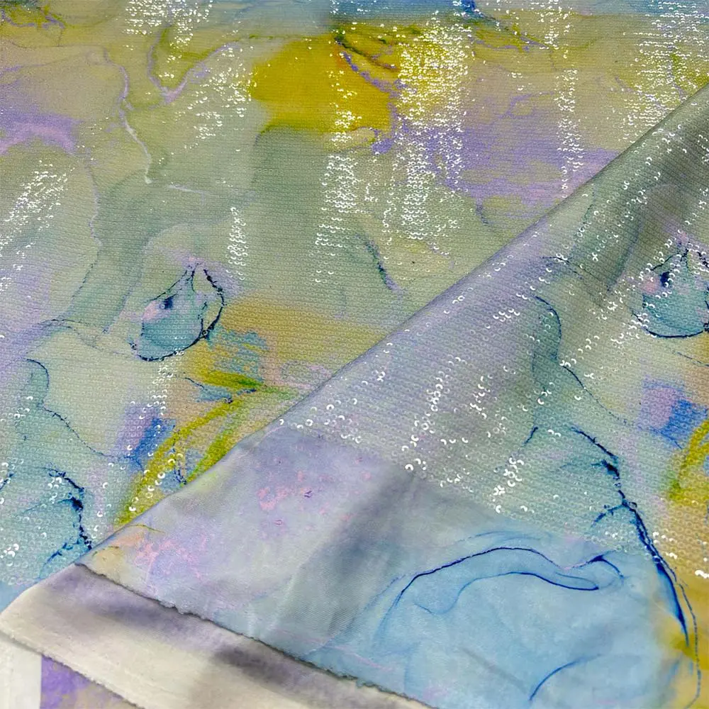 Desenli Payetli Jarse Kumaş