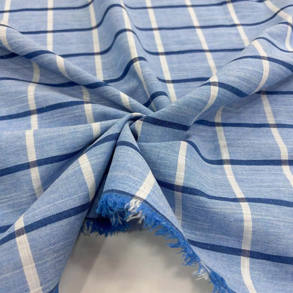 Ekose İnce Pamuk Keten Kumaş Ekose İnce Pamuk Keten Kumaş