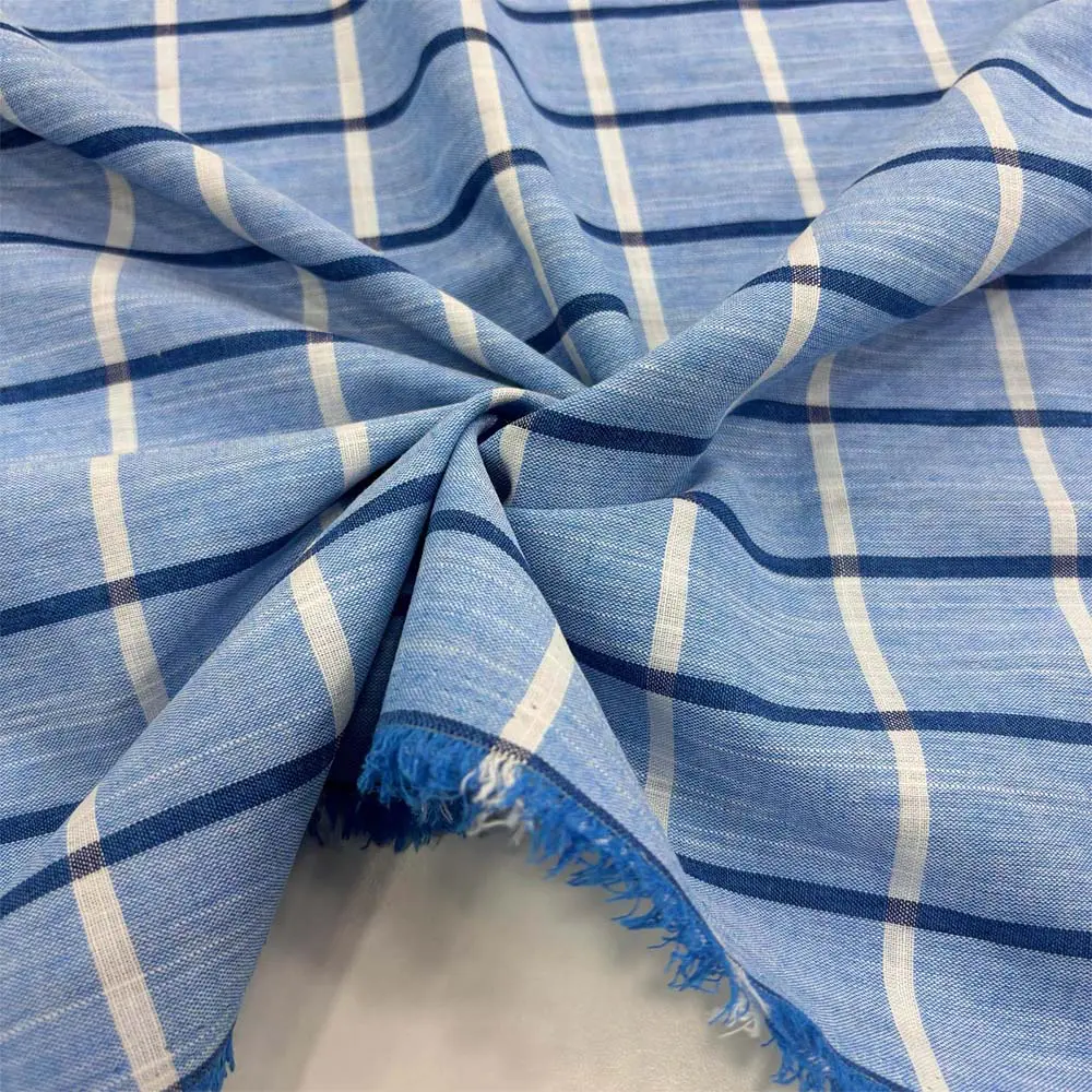 Ekose İnce Pamuk Keten Kumaş