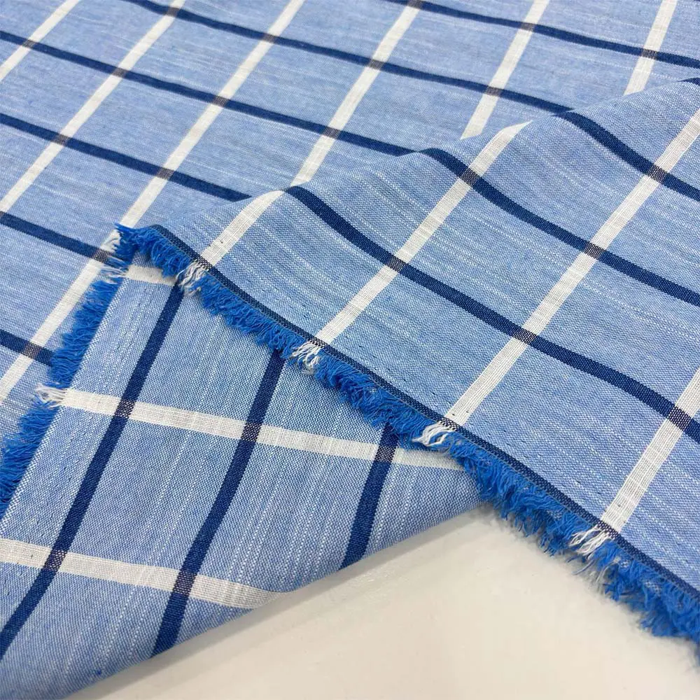 Ekose İnce Pamuk Keten Kumaş