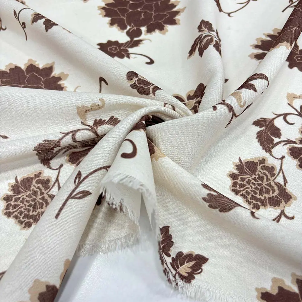 Desenli Floş Keten Kumaş Desenli Floş Keten Kumaş