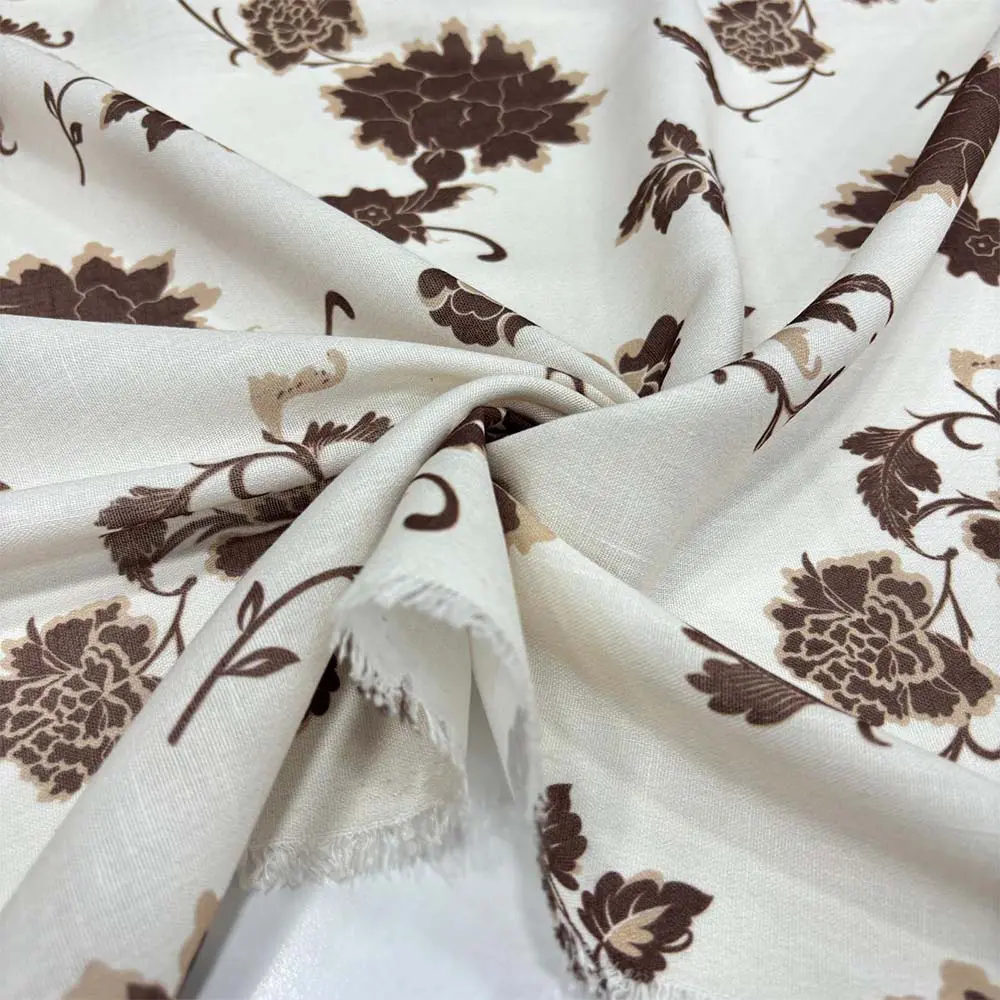 Desenli Floş Keten Kumaş