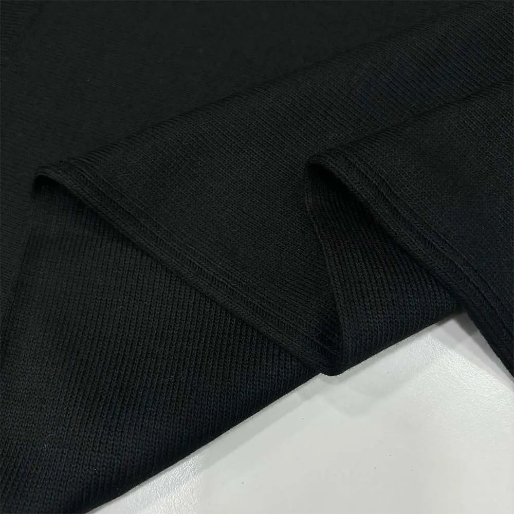 Merserize Örme Triko Kumaş Siyah Merserize Örme Triko Kumaş Siyah