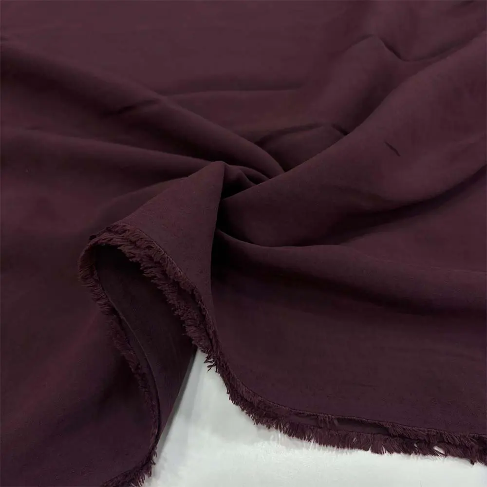 Taşlanmış Floş Keten Kumaş Koyu Bordo