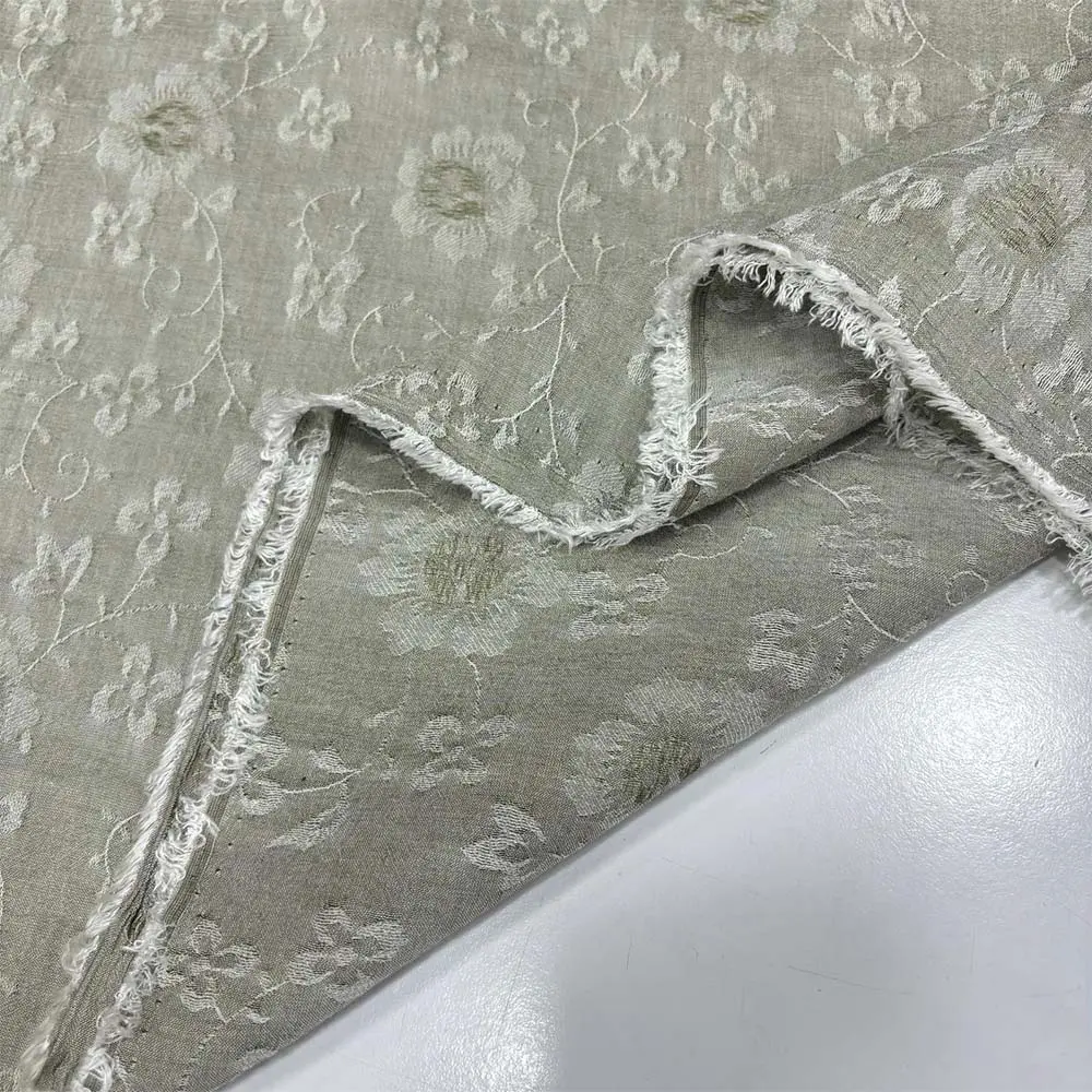 Kendinden Desenli Floş Keten Kumaş