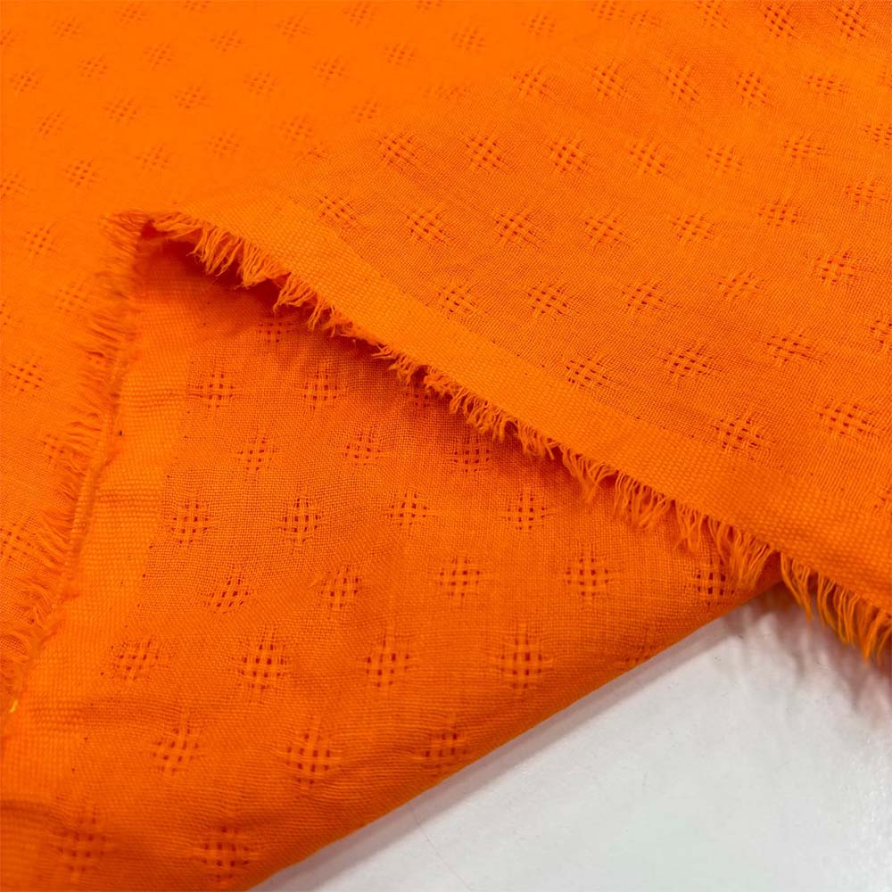 Kendinden Desenli Pamuk Keten Kumaş Turuncu Kendinden Desenli Pamuk Keten Kumaş Turuncu