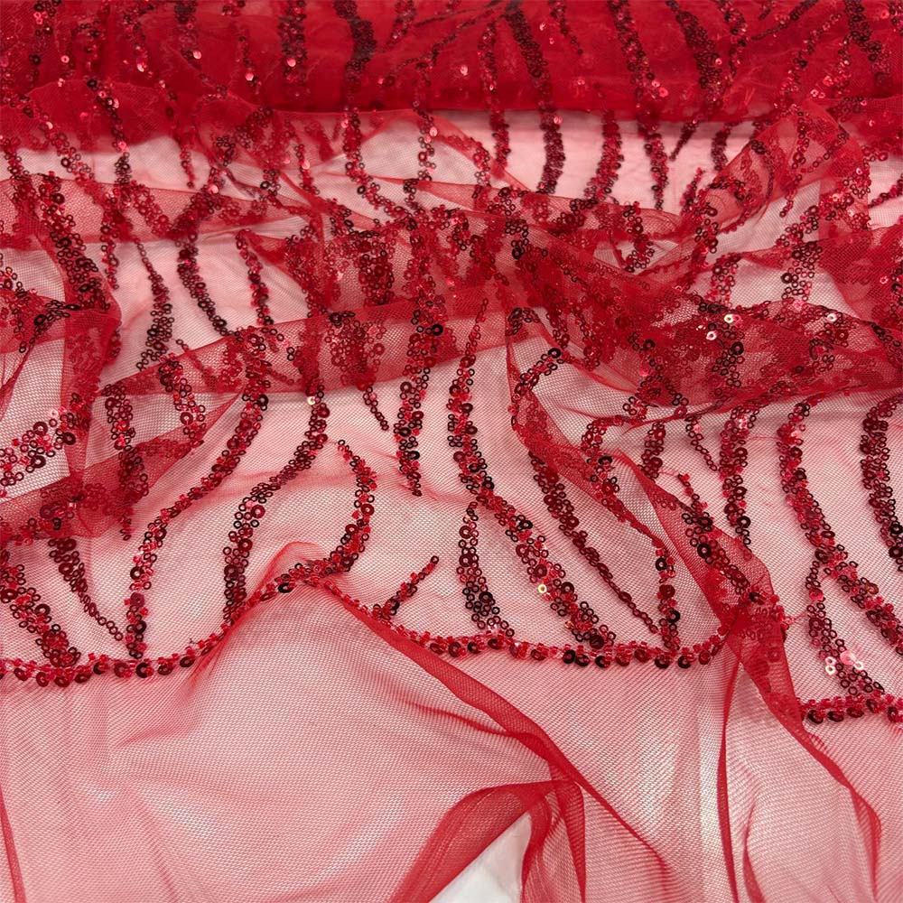 Taş İşlemeli Dantel Kumaş Kırmızı Taş İşlemeli Dantel Kumaş Kırmızı