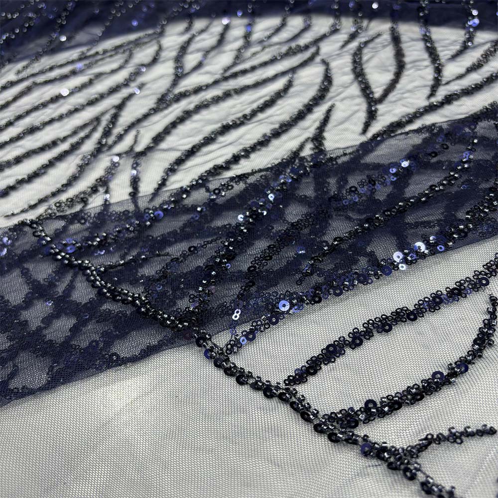 Taş İşlemeli Dantel Kumaş Lacivert Taş İşlemeli Dantel Kumaş Lacivert