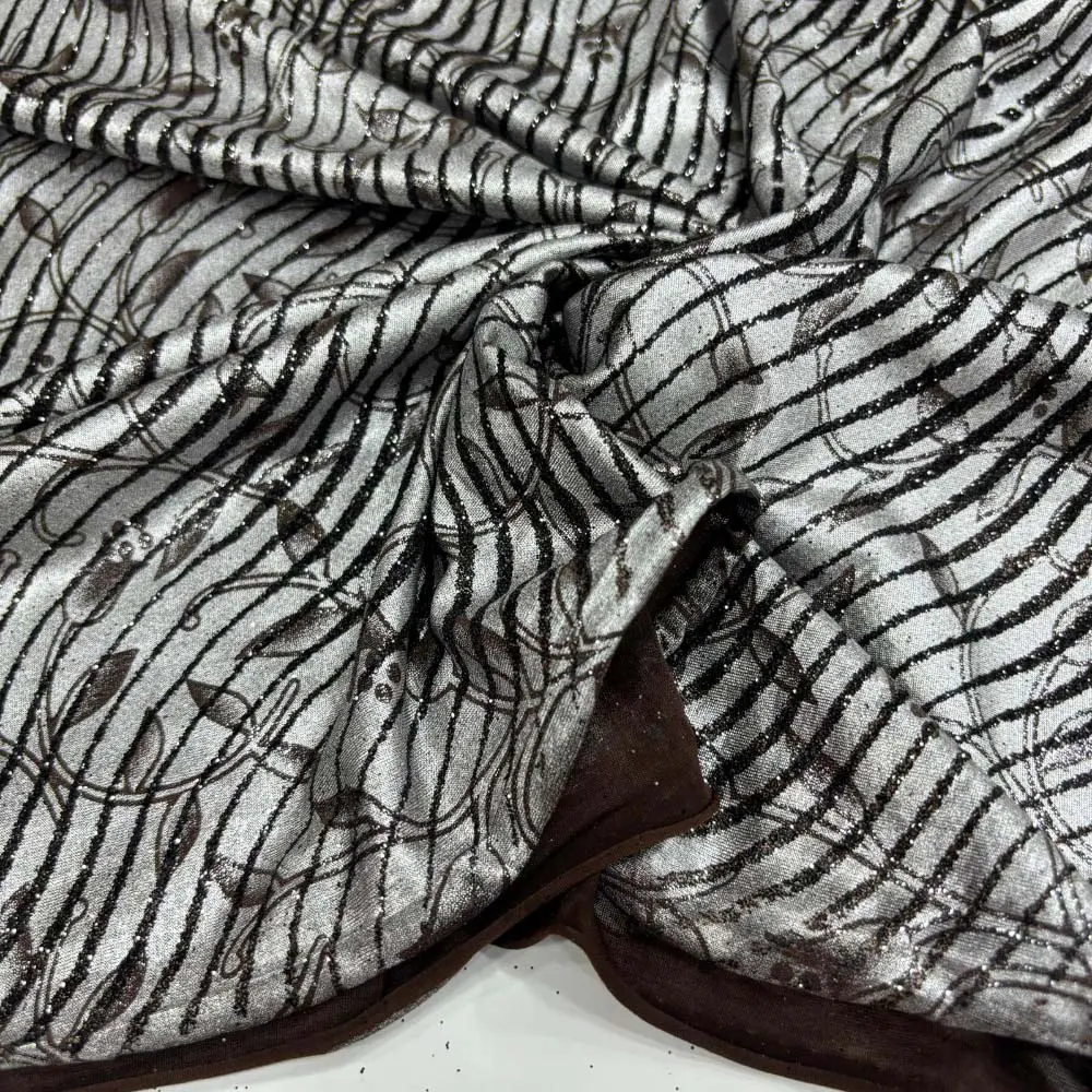 Simli Desenli Sandy Kumaş Kahverengi