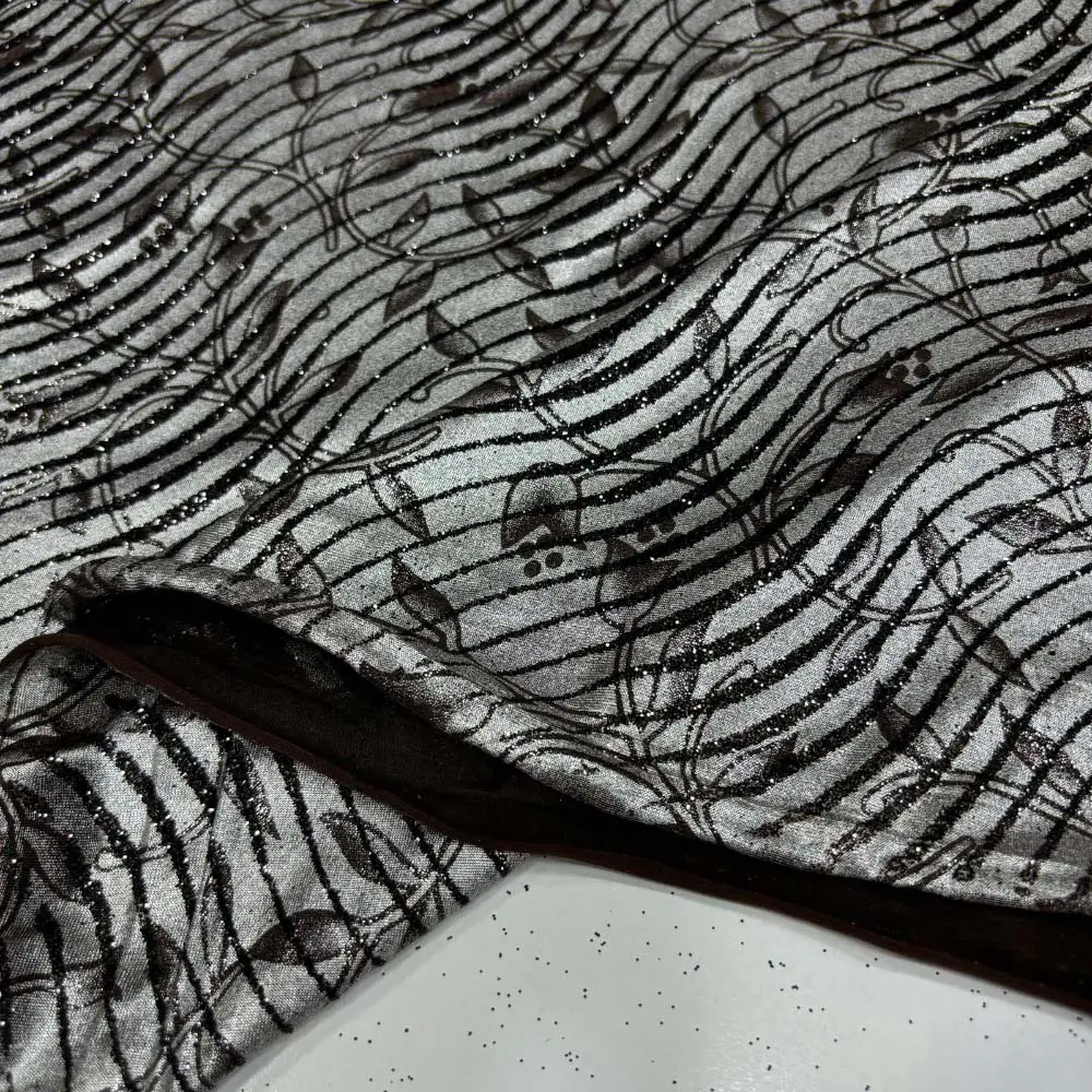 Simli Desenli Sandy Kumaş Kahverengi