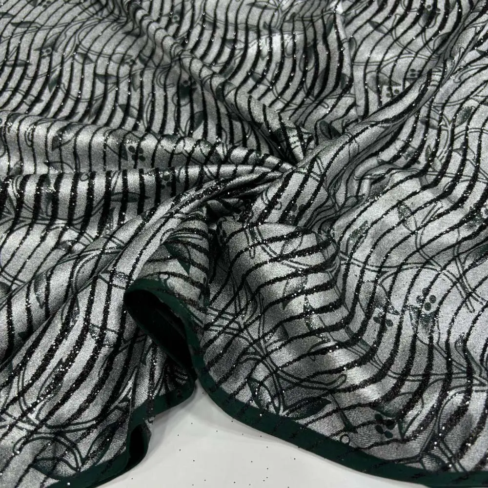 Simli Desenli Sandy Kumaş Yeşil