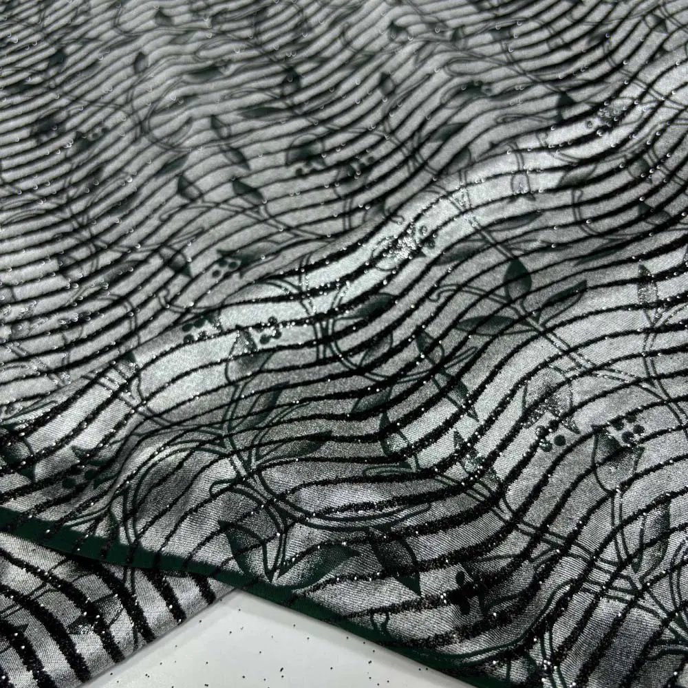 Simli Desenli Sandy Kumaş Yeşil