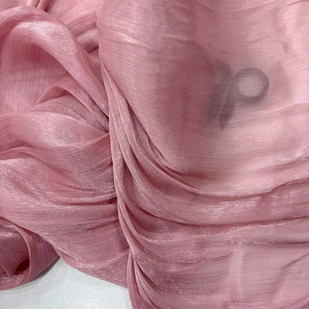 Dökümlü Janjan Organze Kumaş Gül Kurusu