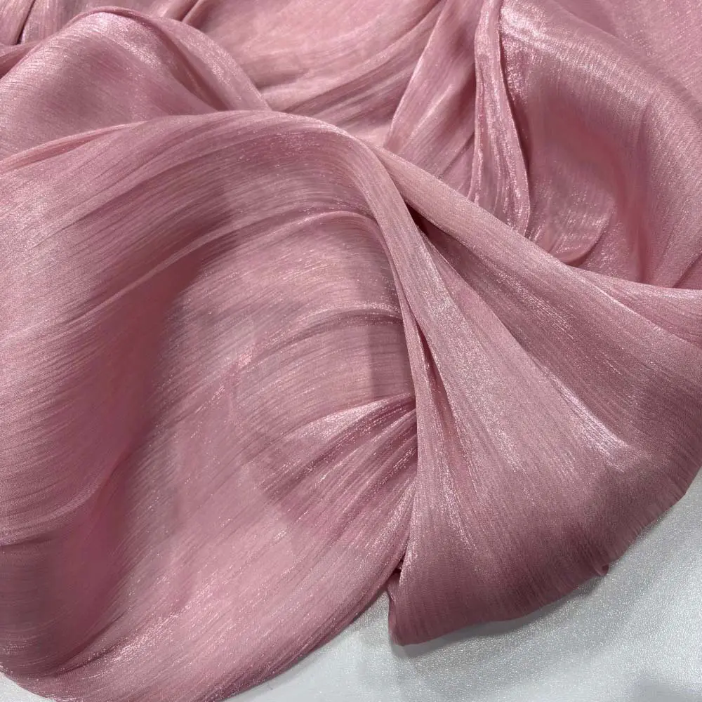 Dökümlü Janjan Organze Kumaş Gül Kurusu