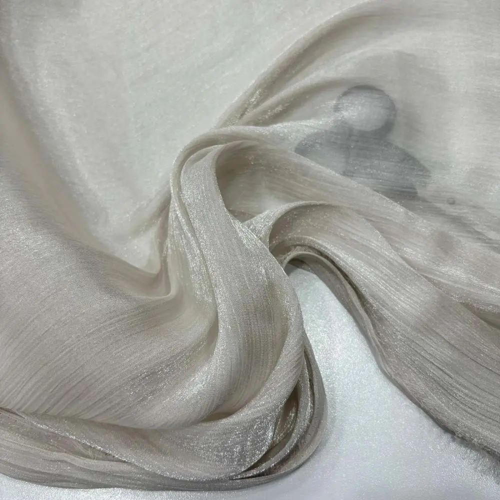 Dökümlü Janjan Organze Kumaş Krem