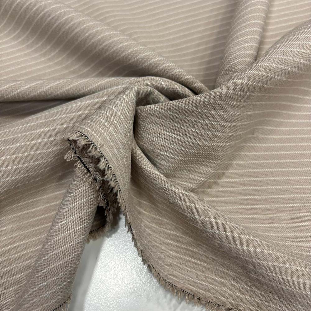 Çizgili Poliviskon Kumaş Bej