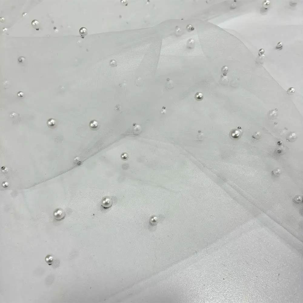 İncili Tül Kumaş Kırık Beyaz