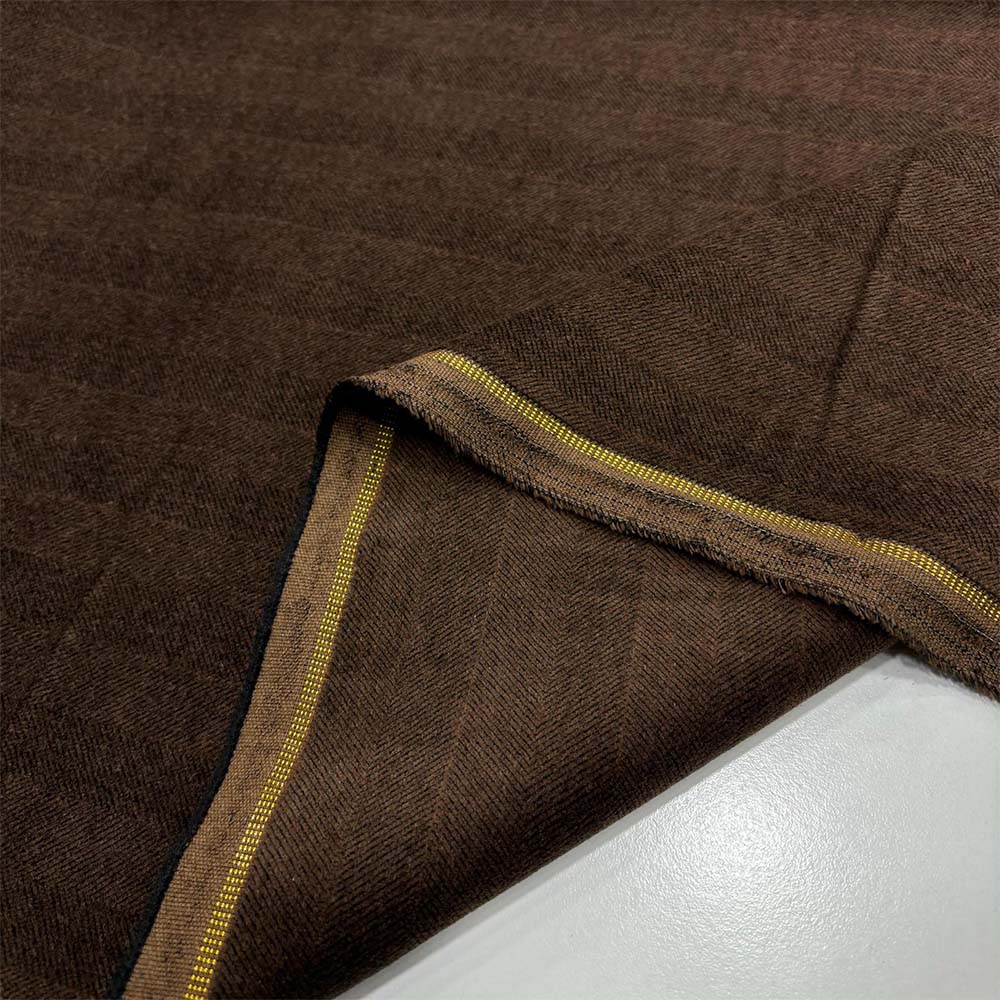 Kendinden Desenli Cotton Kadife Kumaş Kahverengi