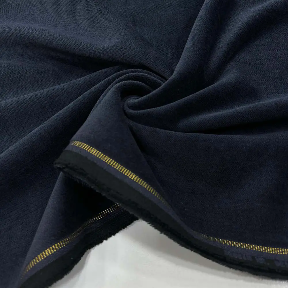 Kendinden Desenli Cotton Kadife Kumaş Lacivert