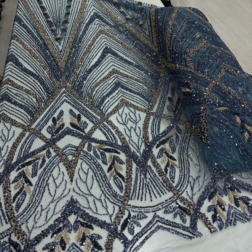 Taşlı Dantel Kumaş İndigo Mavi Taşlı Dantel Kumaş İndigo Mavi