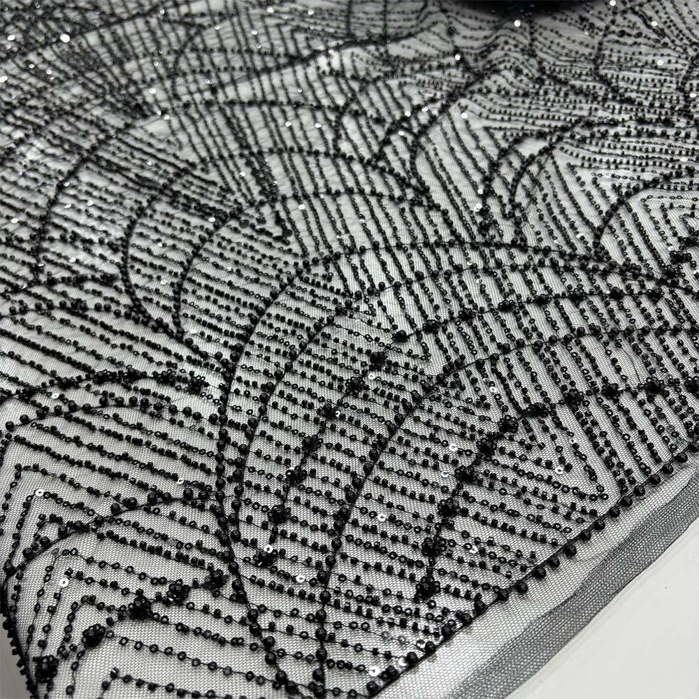 Taşlı Dantel Kumaş Siyah Taşlı Dantel Kumaş Siyah