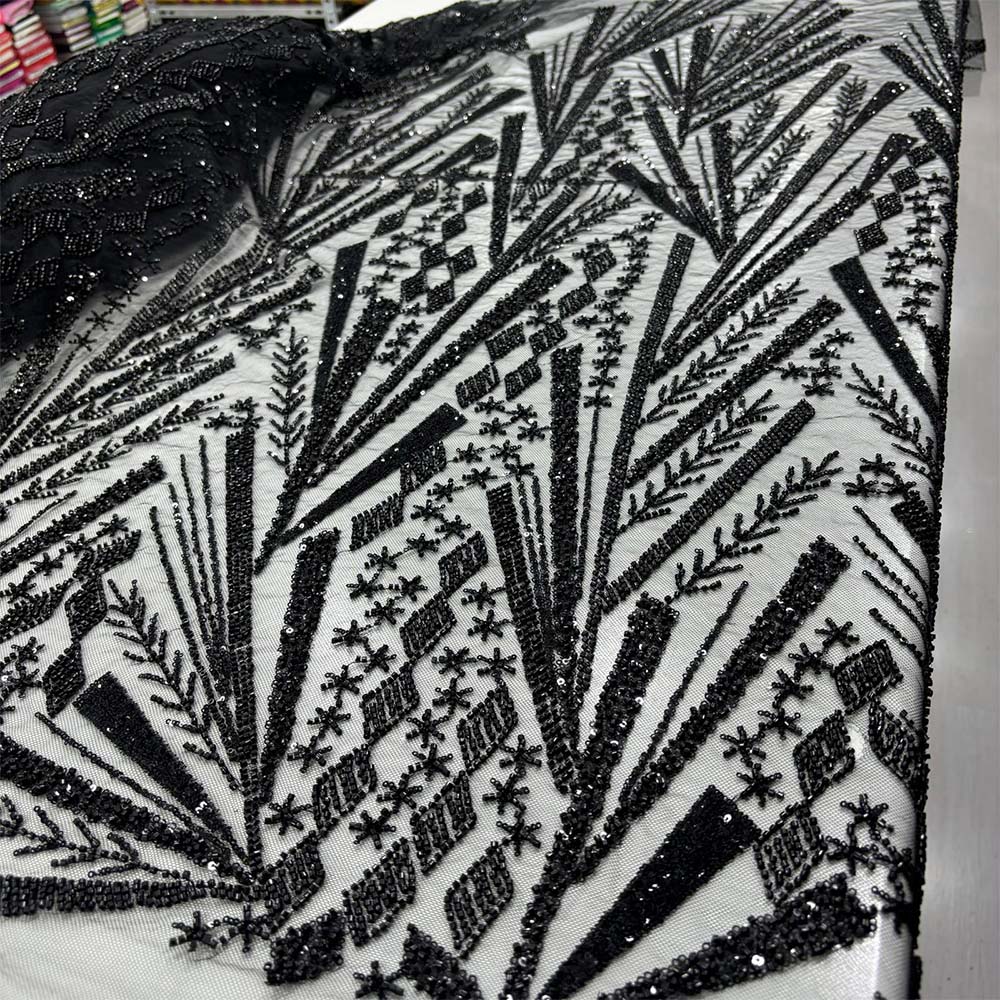 Taşlı Dantel Kumaş Siyah Taşlı Dantel Kumaş Siyah