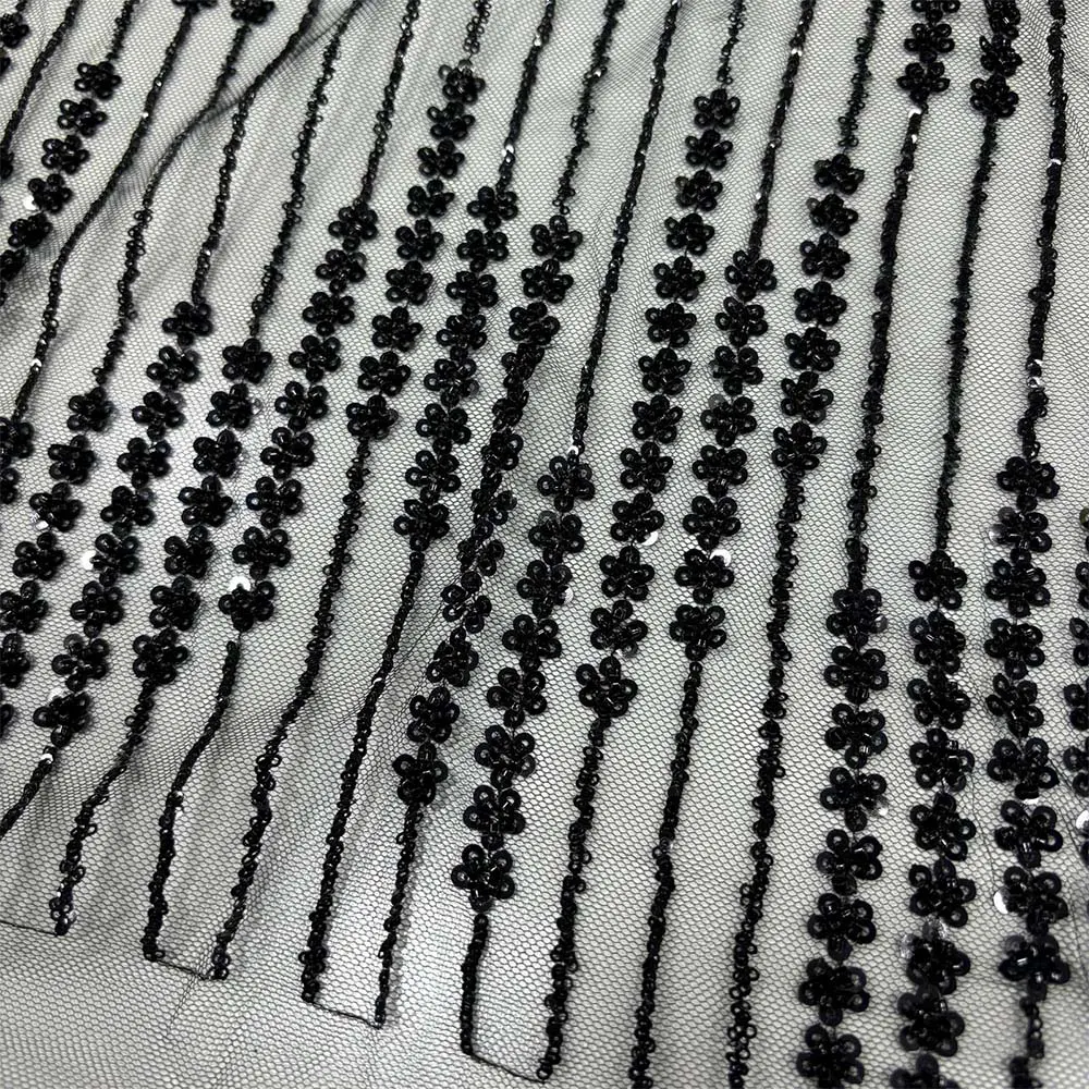 Taşlı Dantel Kumaş Siyah Taşlı Dantel Kumaş Siyah