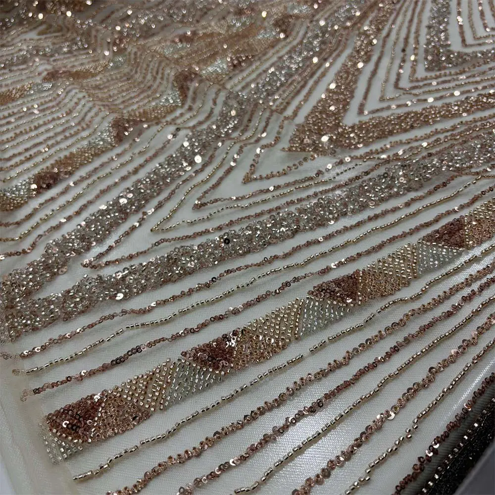 Taşlı Dantel Kumaş Somon Taşlı Dantel Kumaş Somon