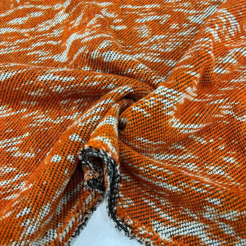 Desenli Örme Triko Kumaş Turuncu Desenli Örme Triko Kumaş Turuncu