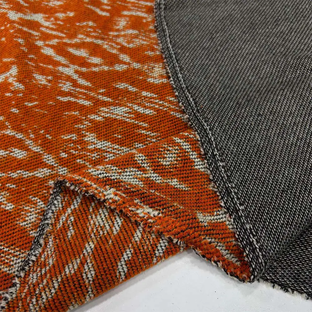 Desenli Örme Triko Kumaş Turuncu Desenli Örme Triko Kumaş Turuncu