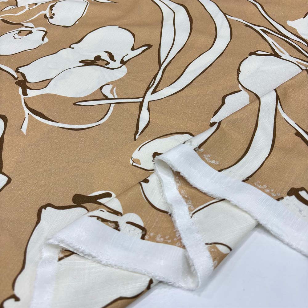 Desenli Viskon Keten Kumaş Desenli Viskon Keten Kumaş