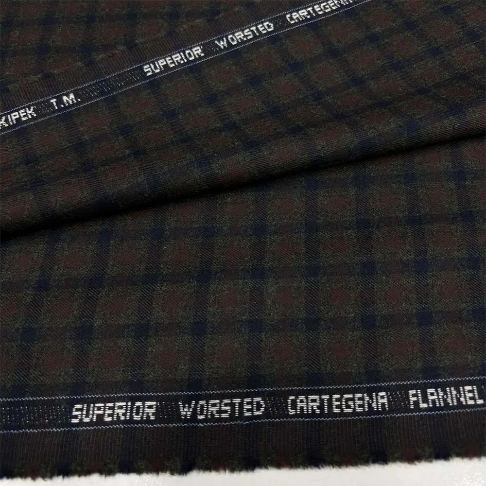 Ekose Yün Flanel Kumaş Kahverengi