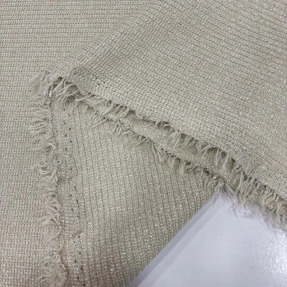 Simli Triko Kumaş Krem Simli Triko Kumaş Krem