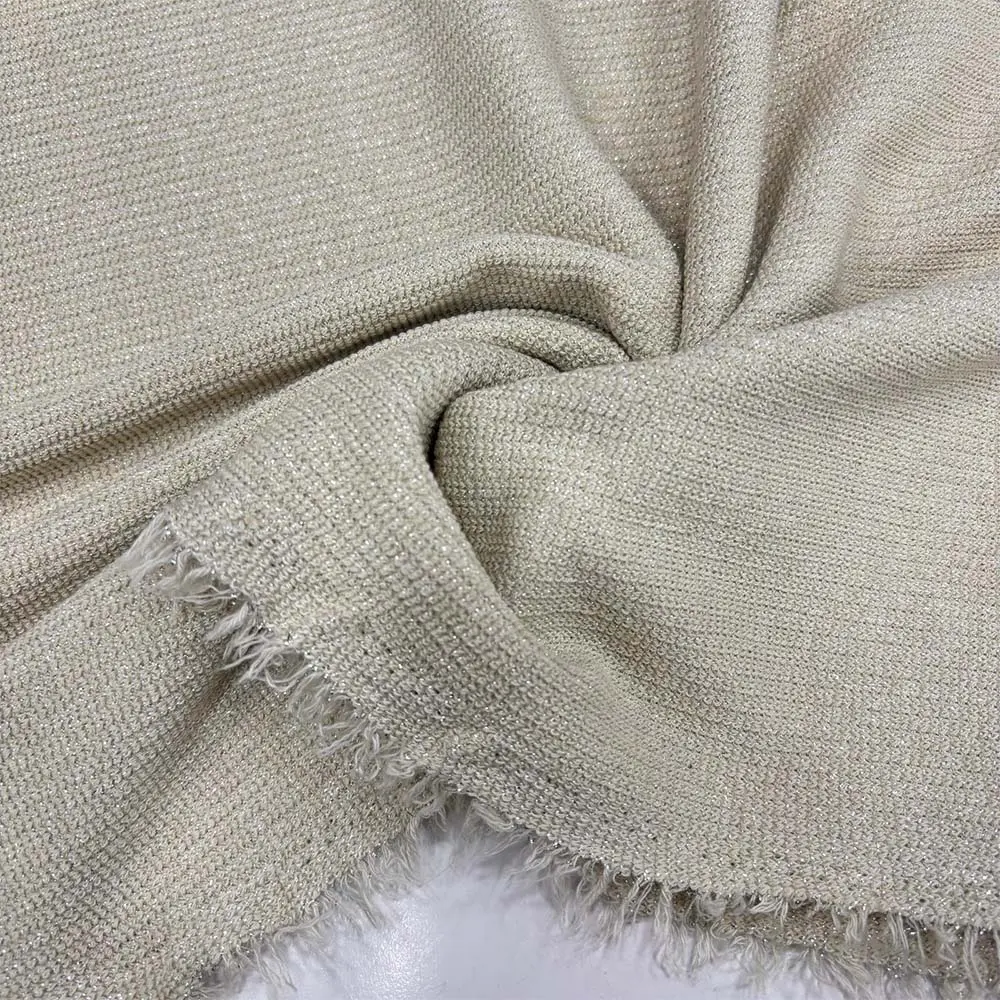 Simli Triko Kumaş Krem Simli Triko Kumaş Krem