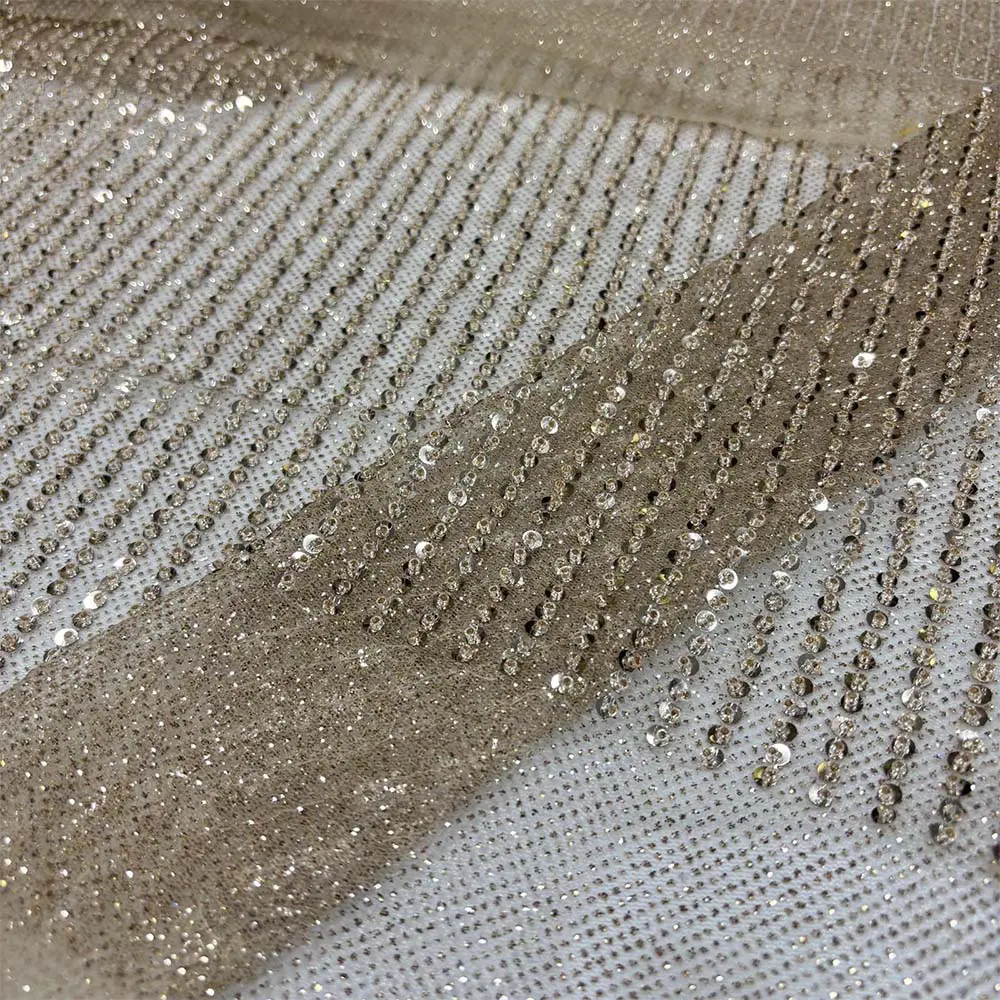 Taşlı Dantel Kumaş Gold Taşlı Dantel Kumaş Gold