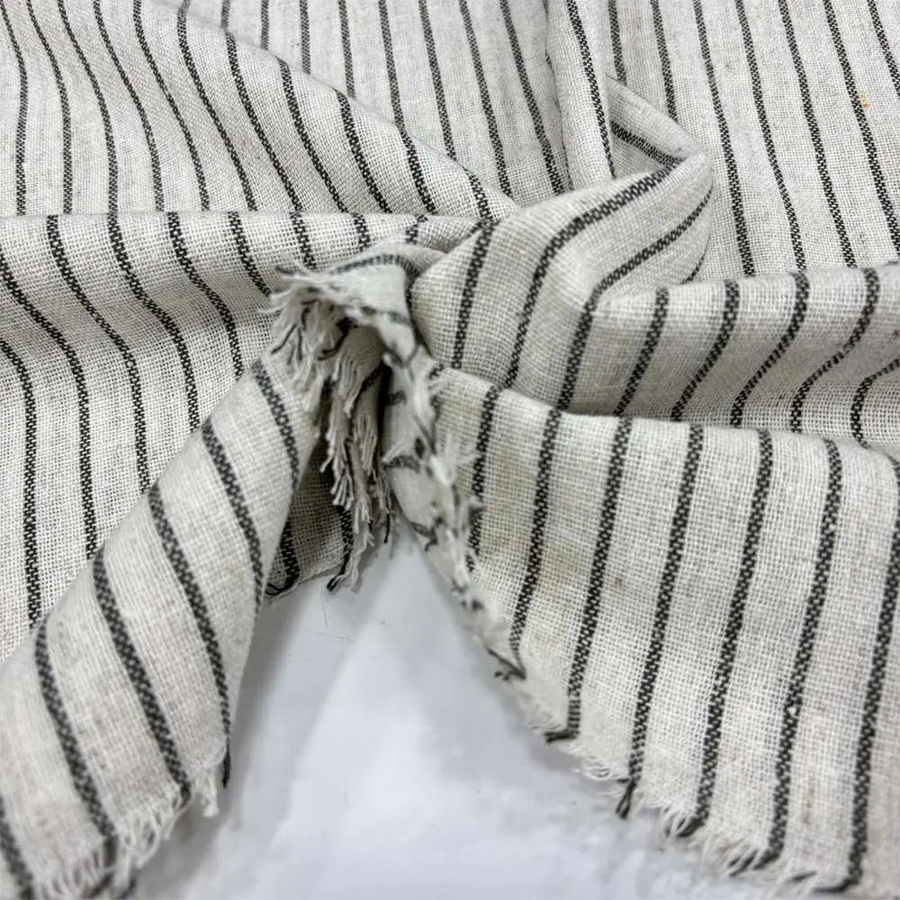 Çizgili Pamuk Keten Kumaş