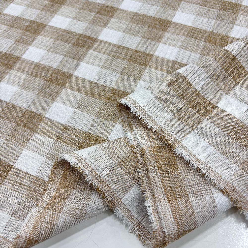 Ekose Kırışmayan Keten Kumaş Ekose Kırışmayan Keten Kumaş