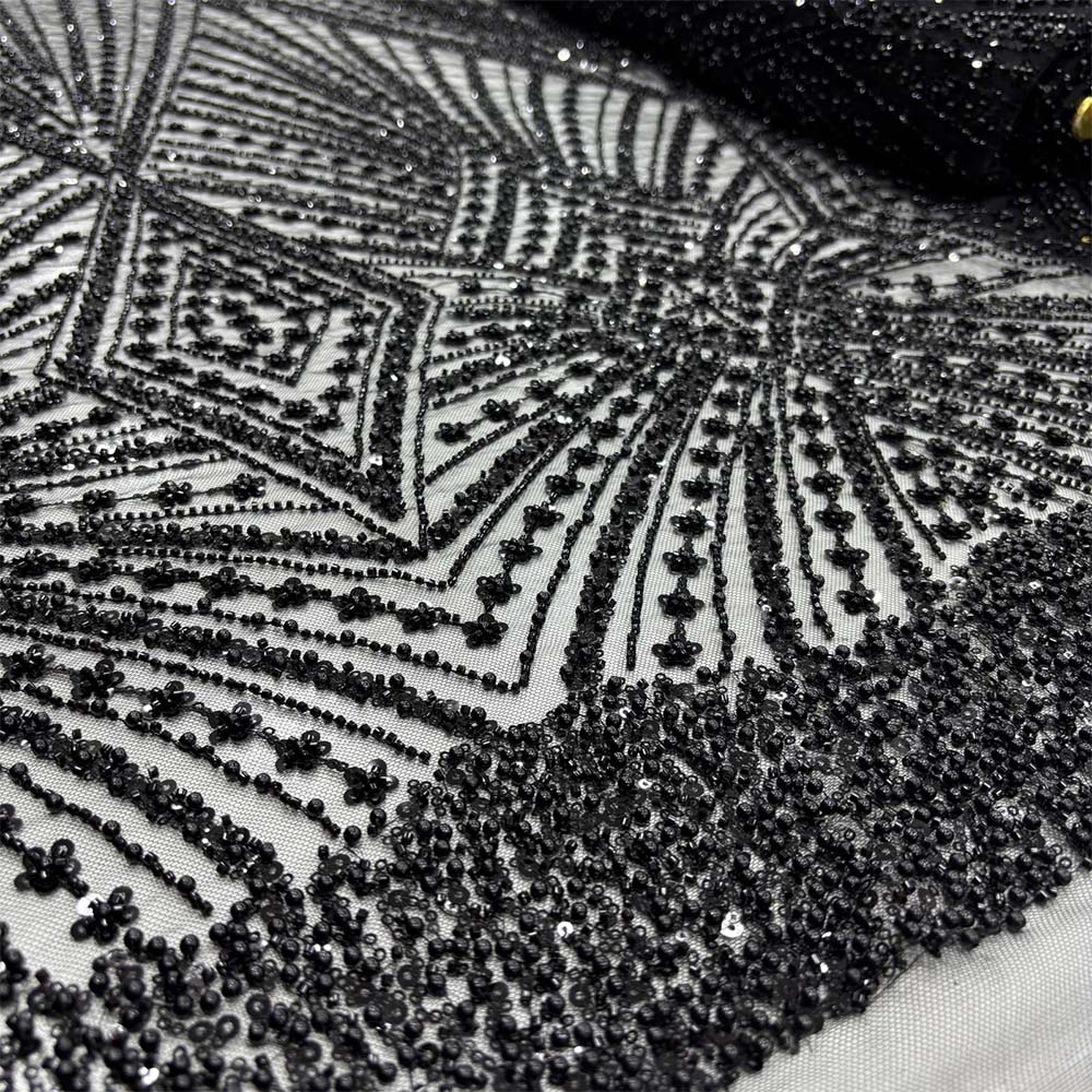 Taşlı Dantel Kumaş Siyah Taşlı Dantel Kumaş Siyah