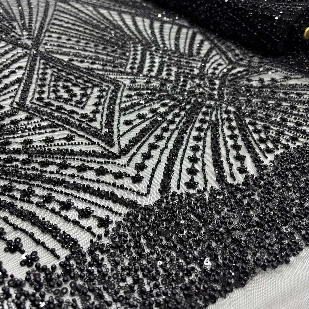 Taşlı Dantel Kumaş Siyah Taşlı Dantel Kumaş Siyah